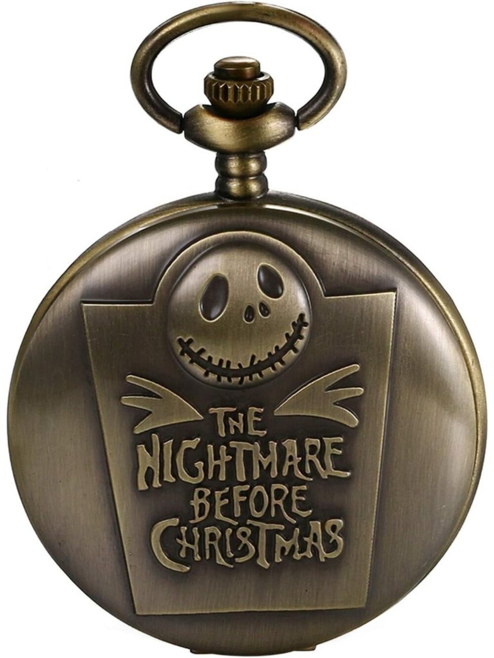 Men's Brown Quartz Vintage Novelty Skull Skeleton Christmas Round Pocket Watch
